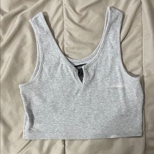 SWS Essentials Women's Light Gray Ribbed Cropped Tank Top